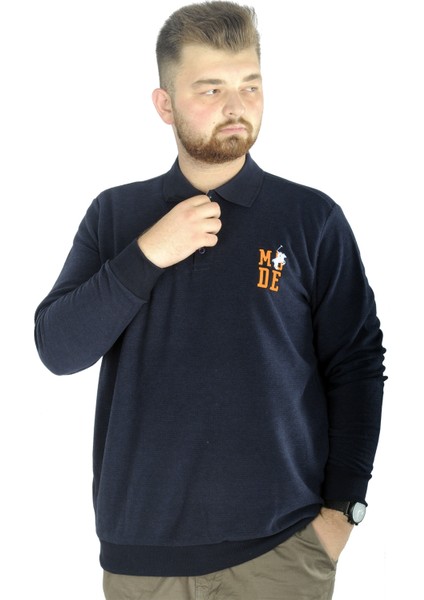 Erkek Uzun Kol Polo Mode Waffle 22447 Lacivert