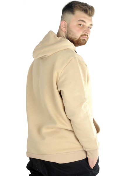 Erkek Sweatshirt Kapşonlu Pocket Basic 20562 Bej