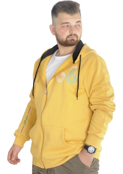 Erkek Sweat Kapşonlu Fermuarlı Vintage 22537 Hardal fiyatları