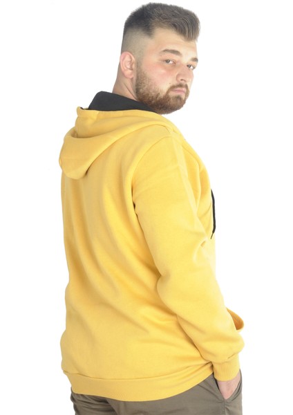 Erkek Sweat Kapşonlu Fermuarlı Vintage 22537 Hardal modelleri