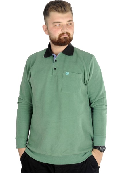 Erkek Sweat Polo Cepli Selanik Basic 20441 Çağla