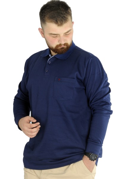 Erkek Uzun Kol Polo Cepli Interlok M 22460 Indigo
