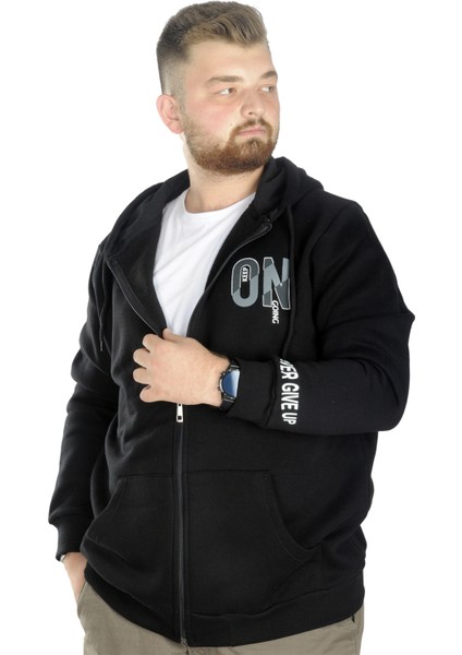 Erkek Sweat Kapşon Fermuarlı Keep On 22533 Siyah