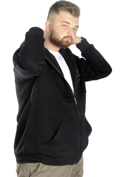 Erkek Sweat Kapşon Fermuarlı Keep On 22533 Siyah