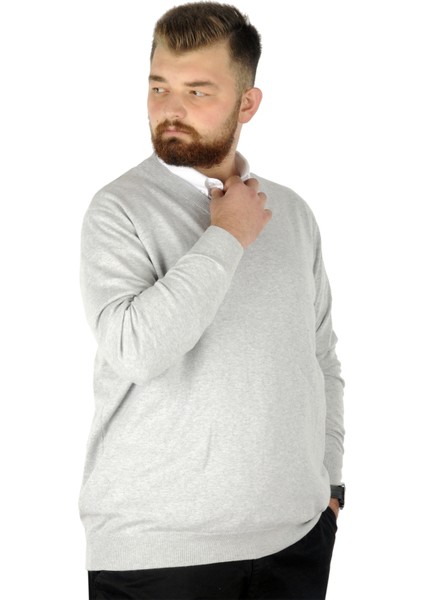 Büyük Beden Erkek Kazak V Yaka Gri Renk Günlük Kullanım İçin 2023 Sonbahar Kış fiyatları