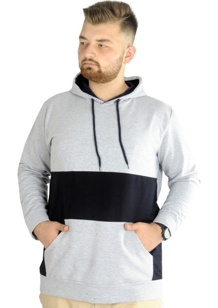 Erkek Sweat Kapşon Parçalı Kanguru Cep 22527 Grimelanj