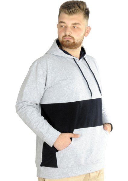 Erkek Sweat Kapşon Parçalı Kanguru Cep 22527 Grimelanj