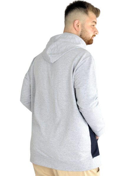 Erkek Sweat Kapşon Parçalı Kanguru Cep 22527 Grimelanj