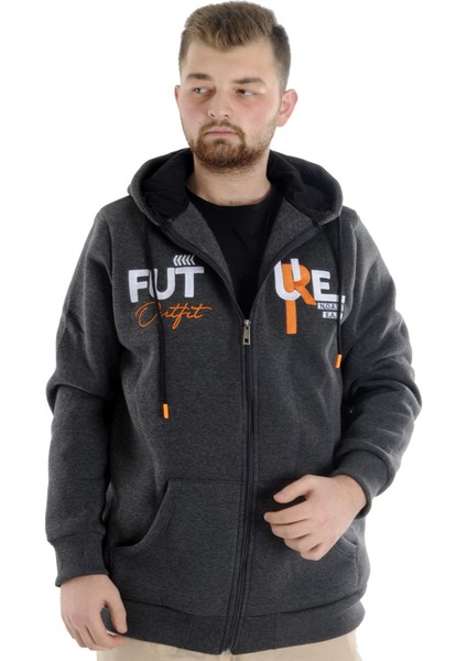 Erkek Sweat Kapşonlu Fermuarlı Future 22535 Antramelanj