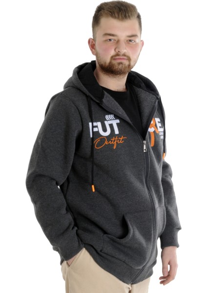 Erkek Sweat Kapşonlu Fermuarlı Future 22535 Antramelanj