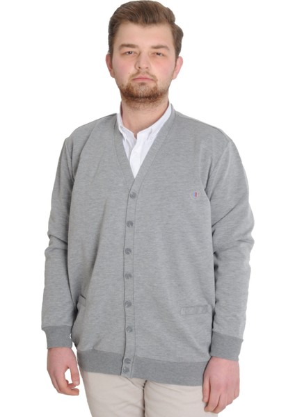 Büyük Beden Erkek Hırka Düğmeli Double Face 20551 Grimelanj