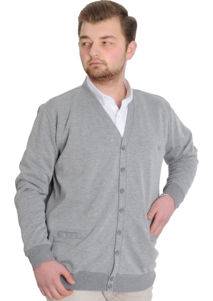 Büyük Beden Erkek Hırka Düğmeli Double Face 20551 Grimelanj modelleri