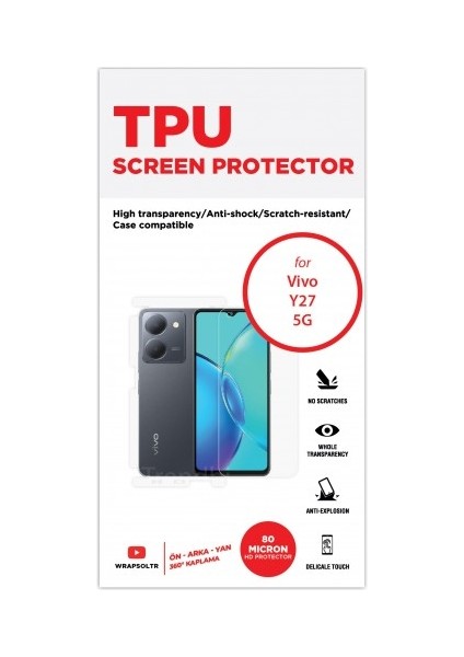 Vivo Y27 5g Ön,arka ve Yan 360 Derece Tam Kaplama Full Body Tpu Film fiyatları
