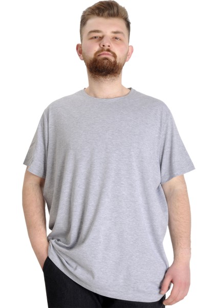 Mode Xl Büyük Beden Likralı T-Shirt Bisiklet Yaka 20149 Grimelanj