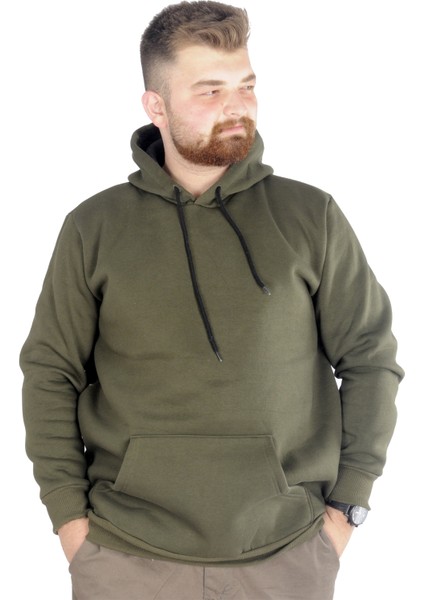 Erkek Sweatshirt Kapşonlu Pocket Basic 20562 Haki