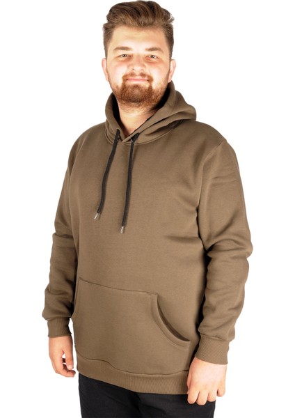Erkek Sweatshirt Kapşonlu Pocket Basic 20562 Haki