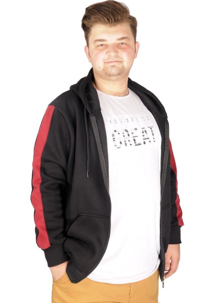 Büyük Beden Erkek Sweatshirt Arm Strap 21503 Siyah