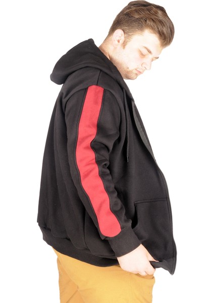 Büyük Beden Erkek Sweatshirt Arm Strap 21503 Siyah