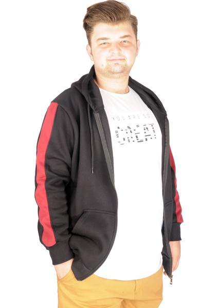 Büyük Beden Erkek Sweatshirt Arm Strap 21503 Siyah