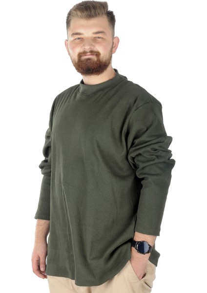 Büyük Beden Uzun Kol Yarım Balıkçı Kazak 22558 Haki fiyatları