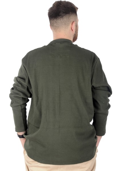 Büyük Beden Uzun Kol Yarım Balıkçı Kazak 22558 Haki fırsatları