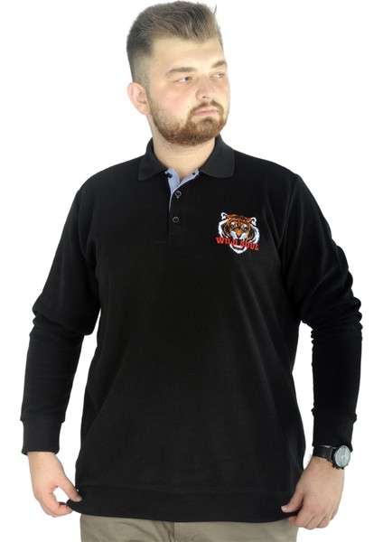 Erkek Uzun Kol Polo Wild Soul Waffle 22449 Siyah