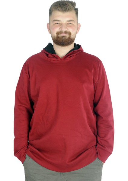 Erkek Sweat Kapşon Pike Basic 22532 Bordo