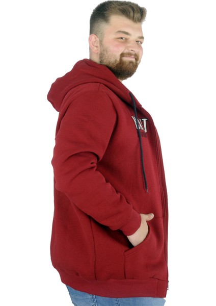 Erkek Sweat Kapşonlu Fermuarlı Nautical 22523 Bordo