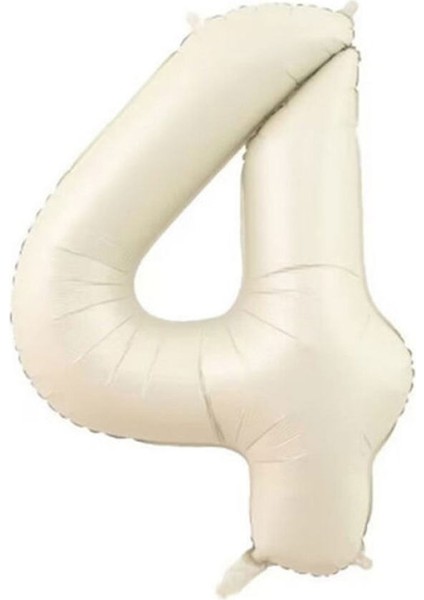 Deniz Kumu Bej Rengi Rakam Folyo Balon 4 Yaş