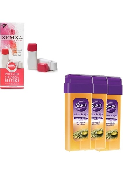 Waax Roll-On Kartuş Ağda Isıtıcı + Sesu Roll-On Kartuş Ağda Normal Ciltler 100 ml x 3 Adet