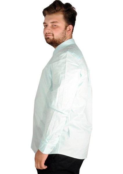 Büyük Beden Erkek Klasik Gömlek Likralı 20351 Mint modelleri