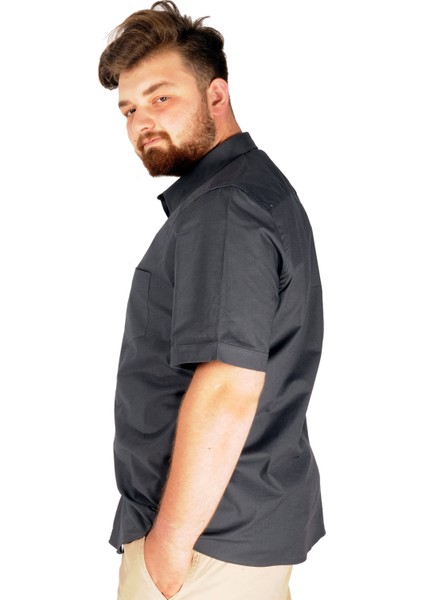 Büyük Beden Erkek Klasik Gömlek Likralı 20352 Füme fiyatları