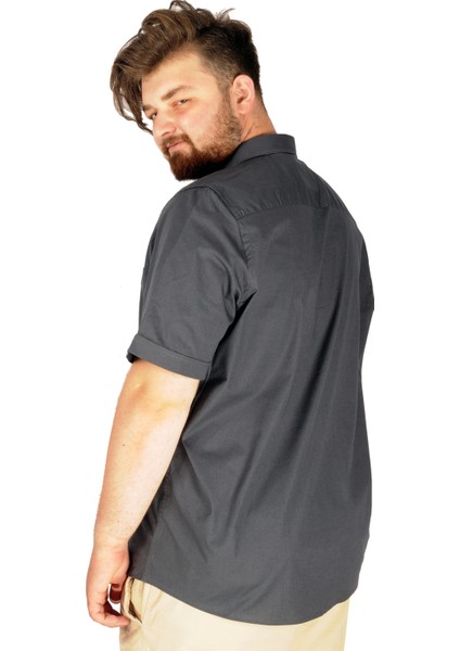 Büyük Beden Erkek Klasik Gömlek Likralı 20352 Füme modelleri