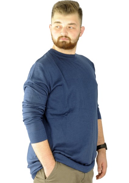 Büyük Beden Kazak Bisiklet Yaka 22207 Indigo fiyatları