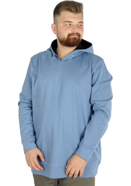 Erkek Sweat Kapşon Pike Basic 22532 Mavi