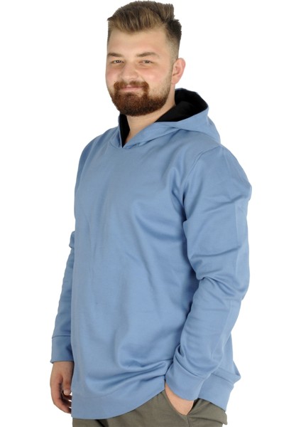 Erkek Sweat Kapşon Pike Basic 22532 Mavi