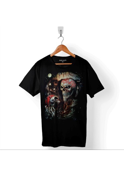 Skull Korsan Kuru Kafa Baskılı Tişört T-Shirt