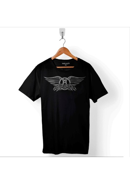 Aerosmith Steven Tyler Black On Black Wings Baskılı Tişört T-Shirt