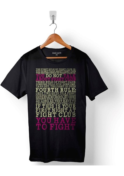 The Rules Of Fight Club Dövüş Kulübü Kuralları Baskılı Tişört T-Shirt