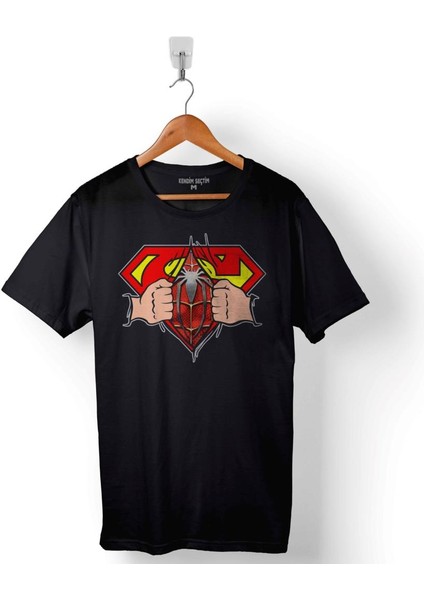 Superman Spiderman Super Spider Man Örümcek Adam Baskılı Tişört T-Shirt