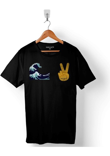 Water Su Tavşan Two Fingers Zafer Emoji Baskılı Tişört T-Shirt