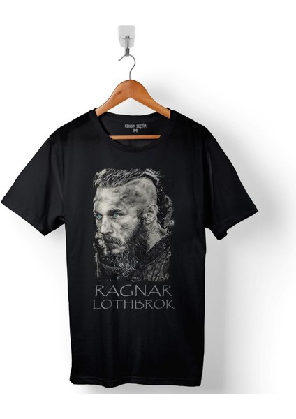 Vikings Ragnar Lothbrok Logo Skull Head Vikingler Baskılı Tişört T-Shirt