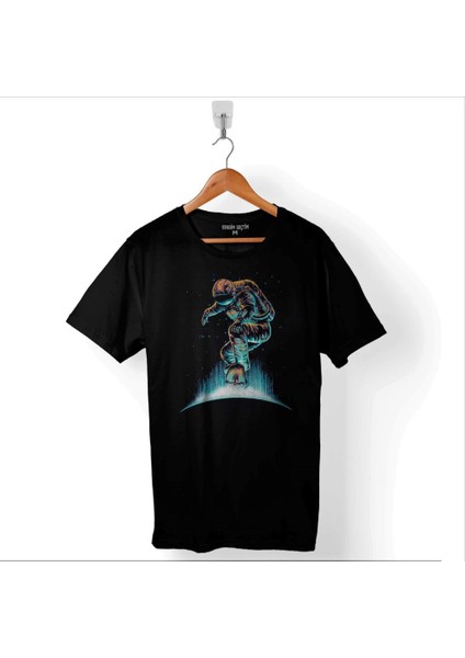 Astronot Uzay Cosmos Ay Dünya Gezegen Galaksi Baskılı Tişört T-Shirt