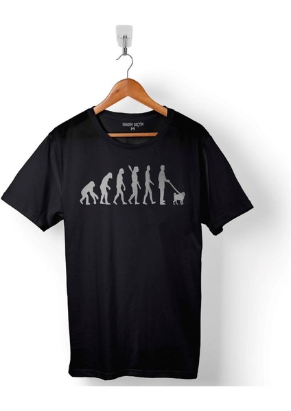 Evolution Pug Evrim Dog Köpek Gezdirme Baskılı Tişört T-Shirt