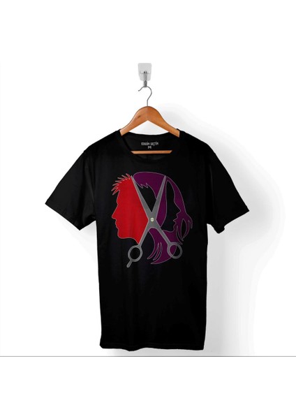 Kuaför Kadın Erkek Makas Berber Barber Traş Baskılı Tişört Unisex T-Shirt