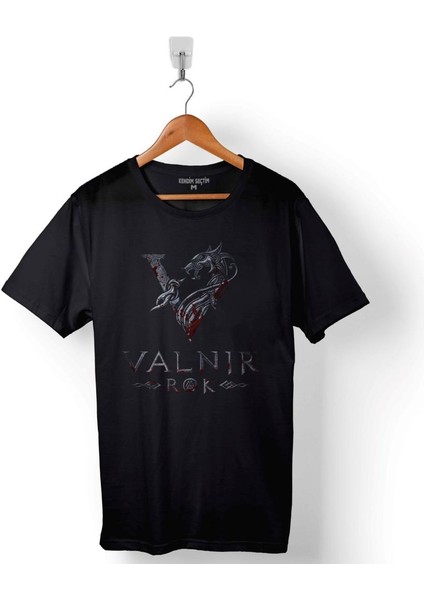 Vikings Blood Valnır Rok Logo Skull Head Vikingler Baskılı Tişört T-Shirt
