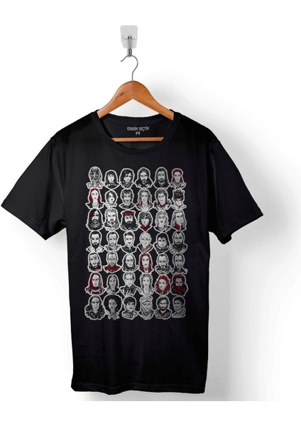 Game Of Thrones Faces Tüm Oyuncular Baskılı Tişört Unisex T-Shirt