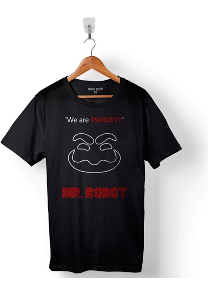 Mr. Mr Robot Who Is Fsocıety Ben Robot Baskılı Tişört Unisex T-Shirt
