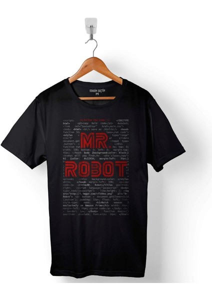 Mr. Mr Robot Who Is Fsocıety Code Ben Robot Baskılı Tişört Unisex T-Shirt