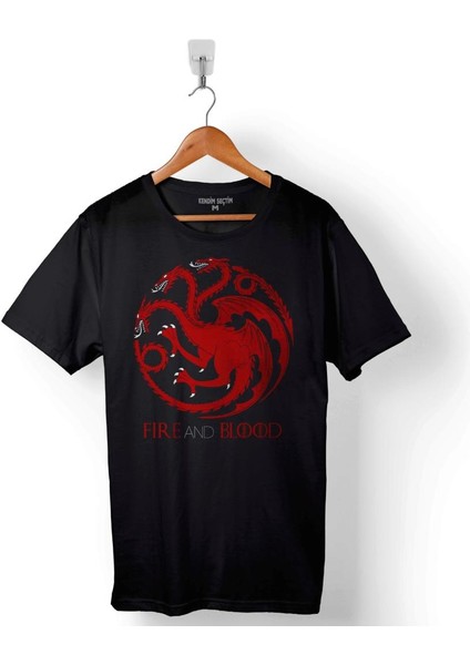 Game Of Thrones Fire And Blood House Targaryen Baskılı Tişört Unisex T-Shirt